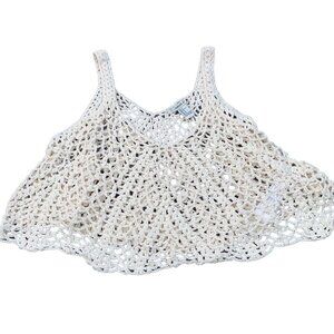 Forever 21 Women's Ivory Boho Crocheted Knit Sleeveless Cover Up Size Sm…​​​